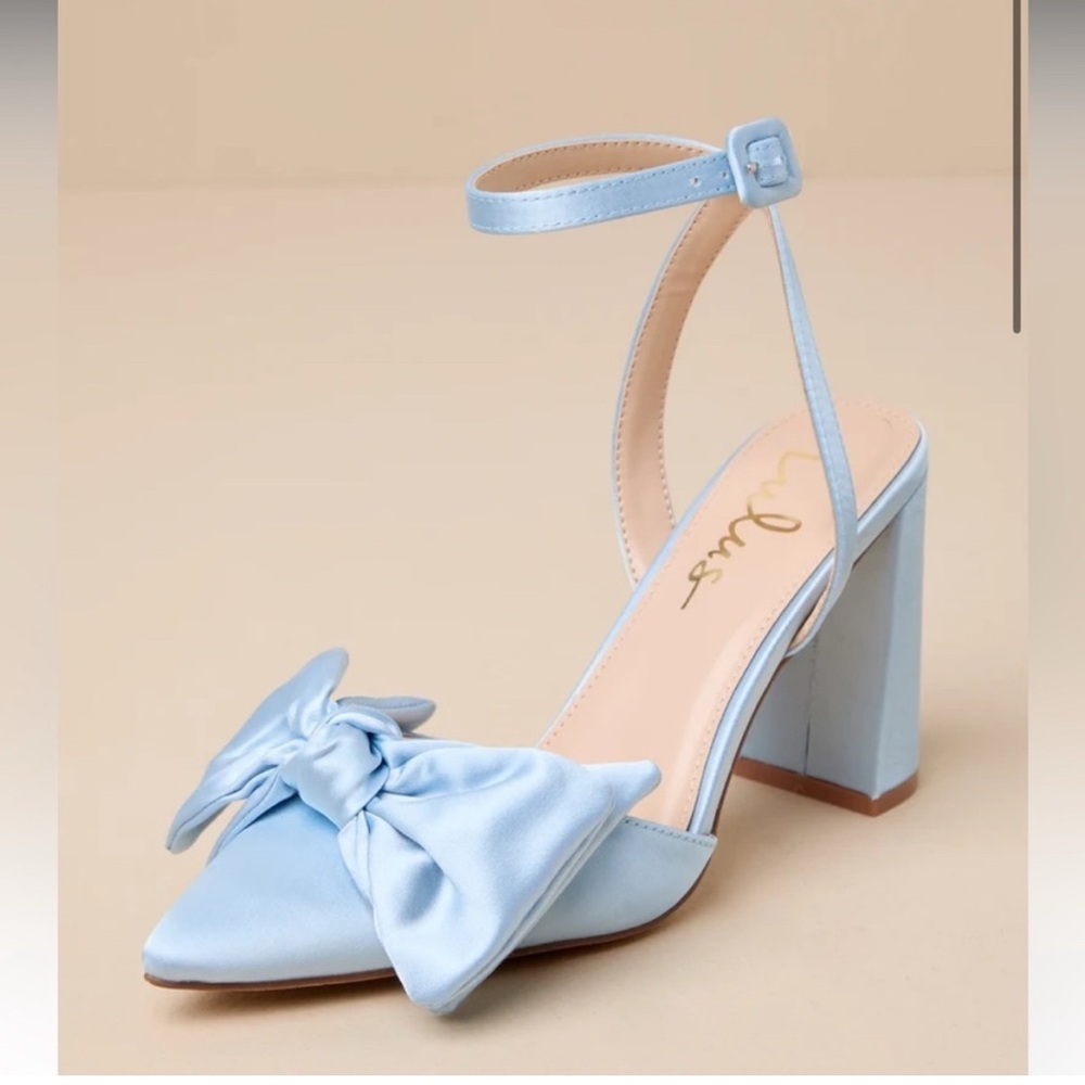Blue Bow Heeled Sandals